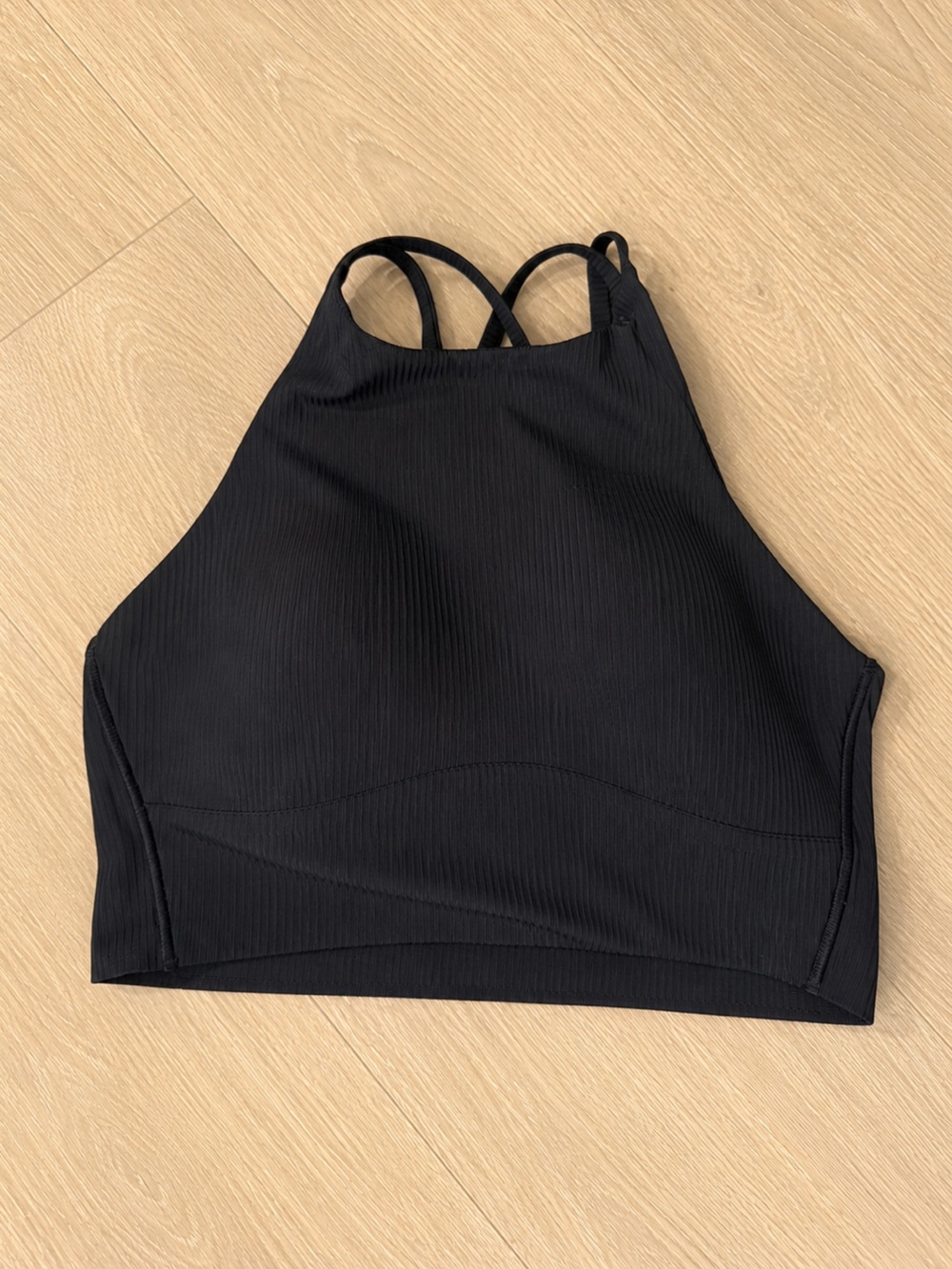 Lululemon Like a Cloud Sports Bra, High Neck, Longline, Size 8, Black Ribbed